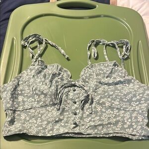 Floral light green Crop Top